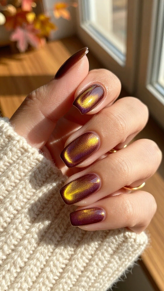 Plum brown liquid gold shift
