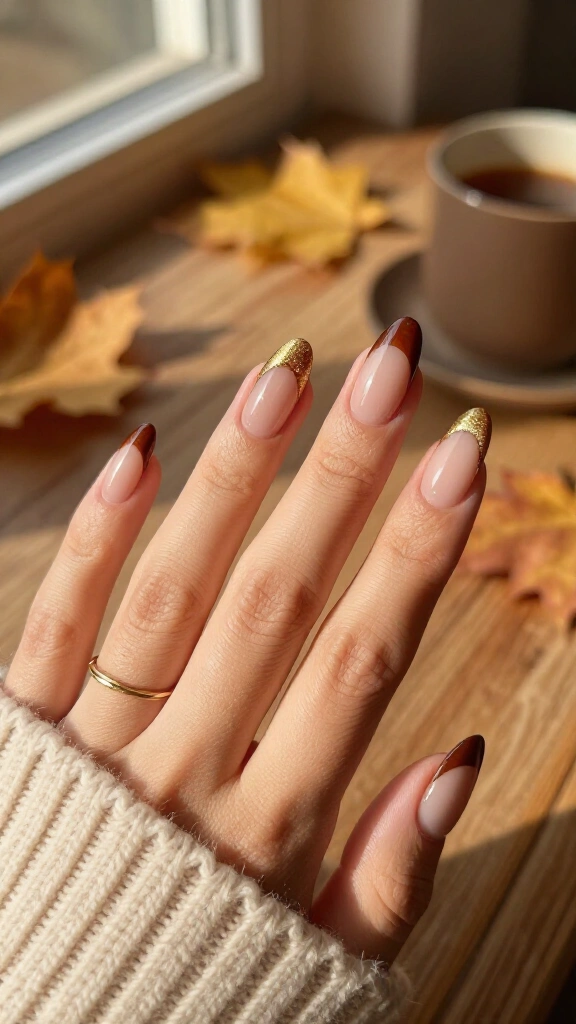 Mahogany gold French tips