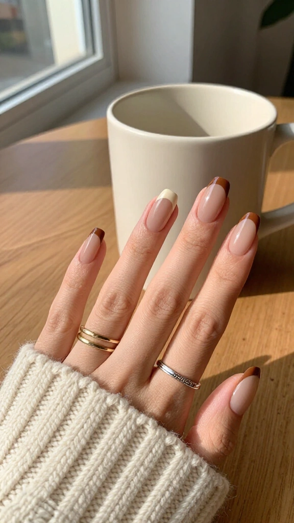 Creamy mocha French tips
