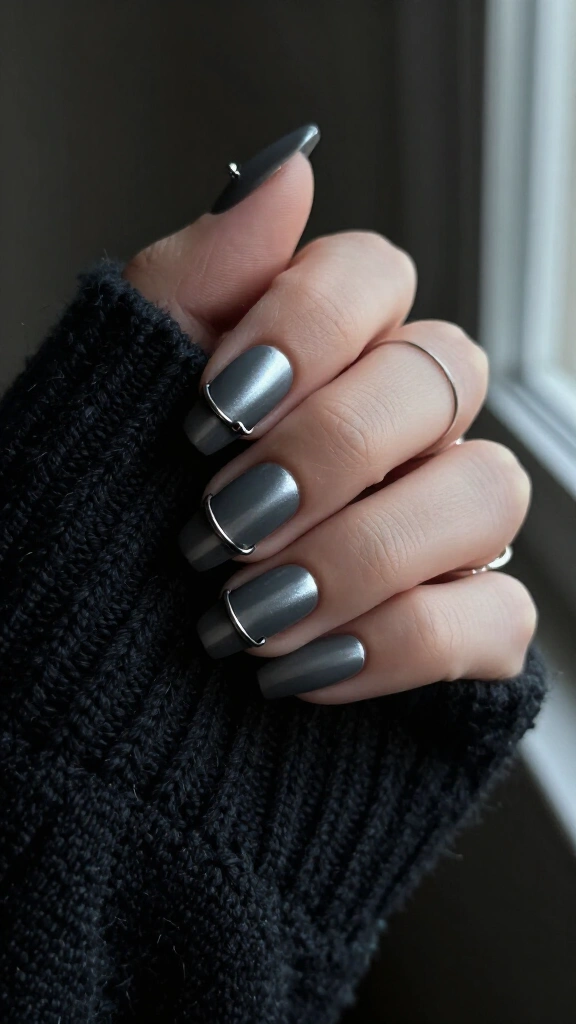 Pierced matte coffin nails