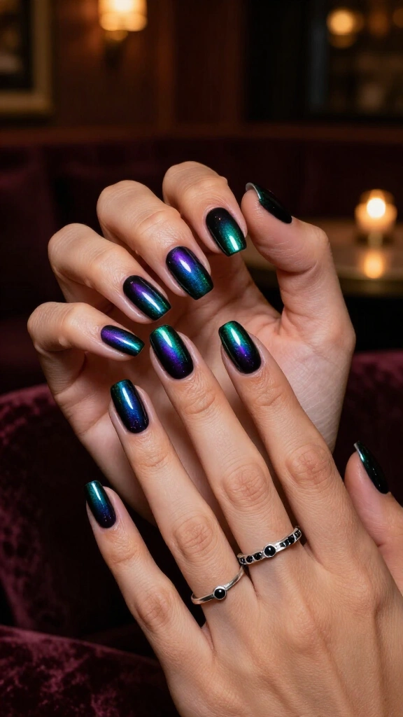 Dark emerald oil slick