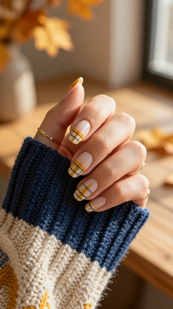 Plaid print accent French