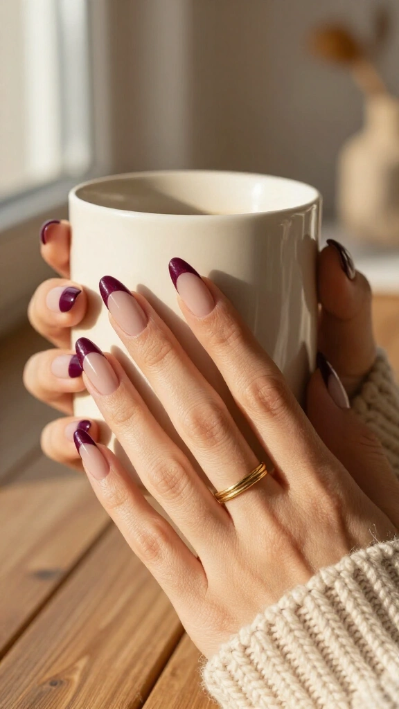 Plum velvet ombré tips