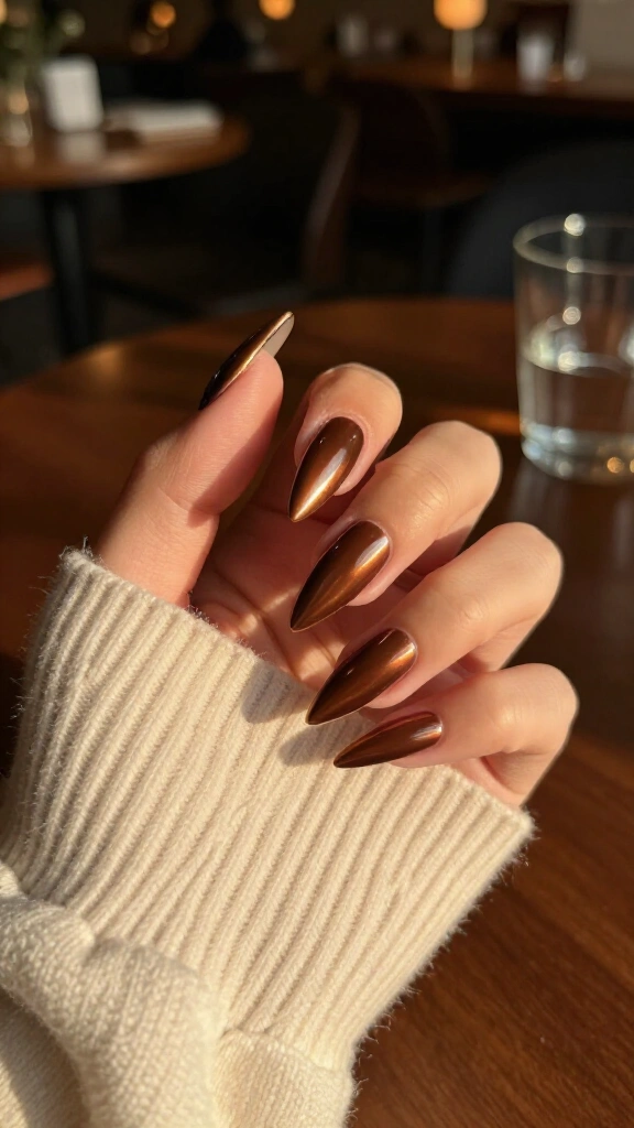 Rich mocha chrome stiletto set