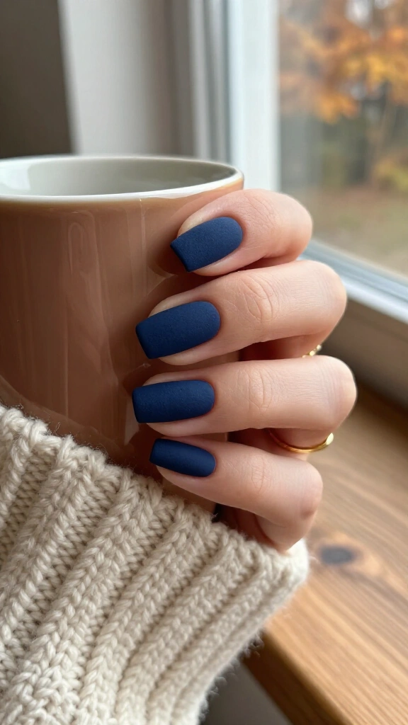 Matte navy blue polish