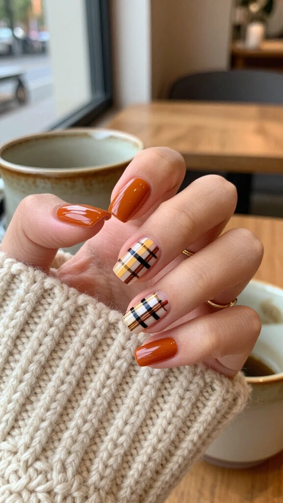 Plaid accent autumn square set