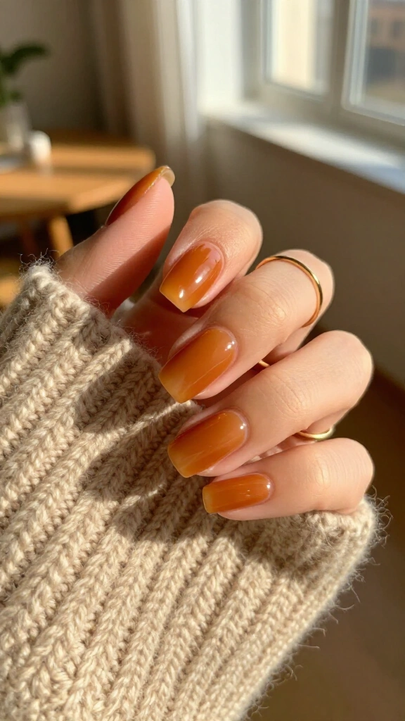 Spiced cider amber jelly nails