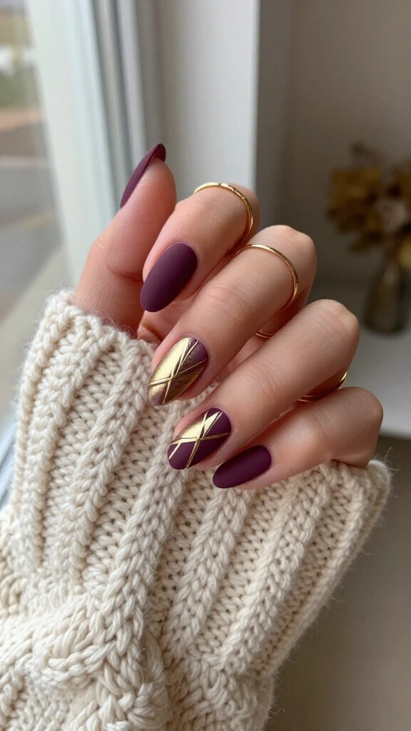 Matte plum with gold line art