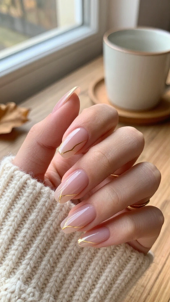 Minimalist gold line art on sheer pink