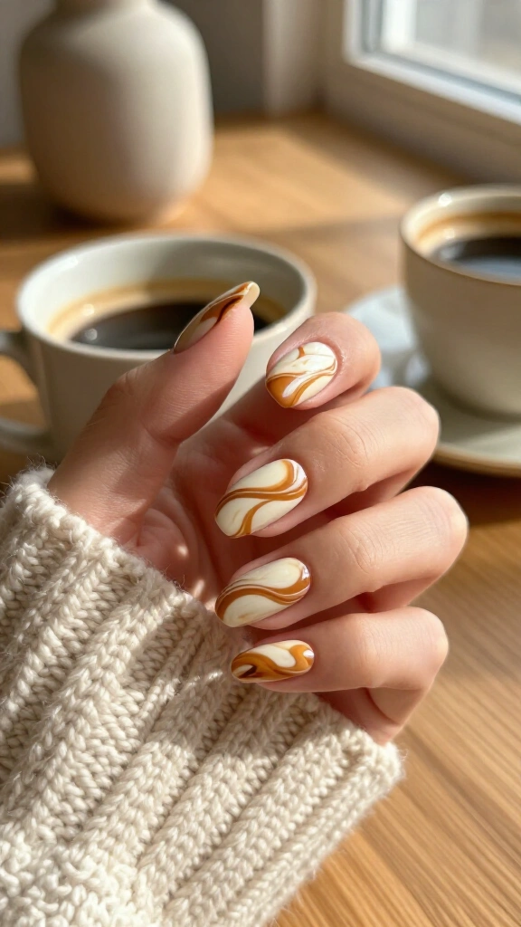 Creamy latte swirl press-ons