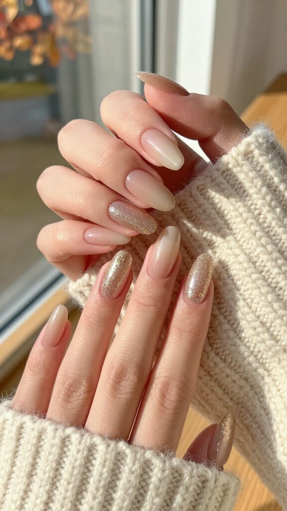 Champagne shimmer ombre nails