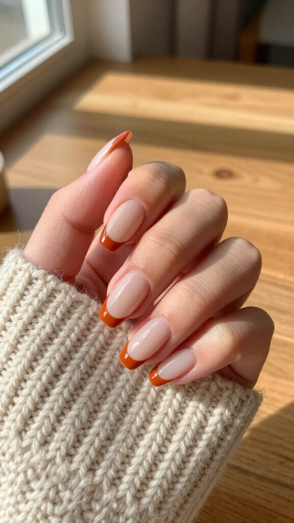 Rust spice micro French tips