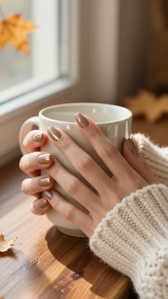 Soft taupe and gold swirls