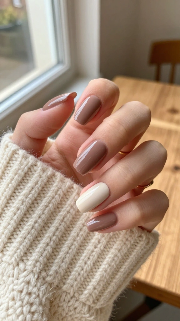 Warm taupe matte & gloss mix