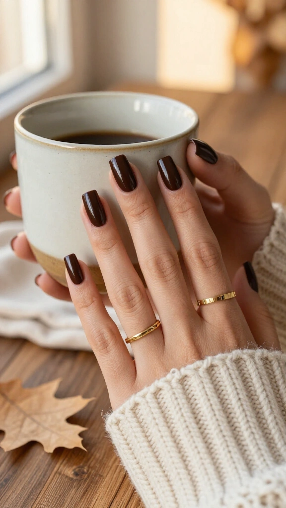 Dark mocha squoval press-ons