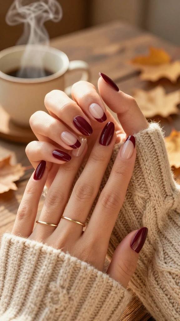 Warm burgundy V-shape French