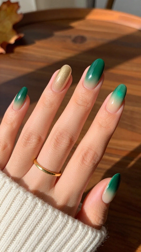 Emerald Green Aura Nails