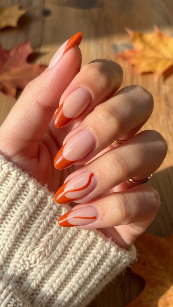 Burnt Orange French Swirls