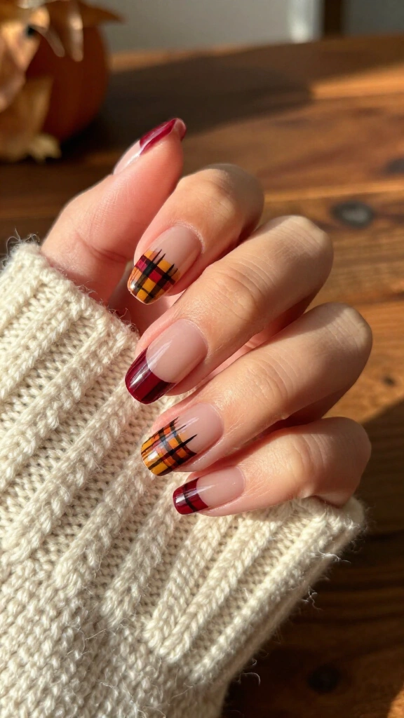Cozy plaid patterned tips