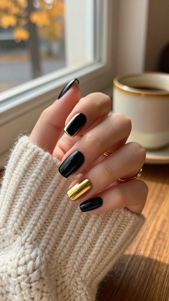 Black and gold chrome French