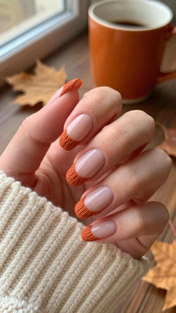 Cozy knit texture French tips