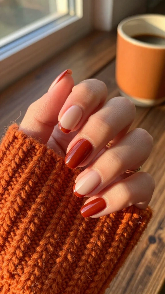 Rust red asymmetric diagonal French