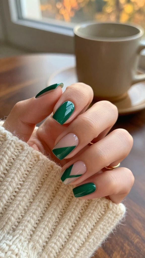 Emerald green negative space