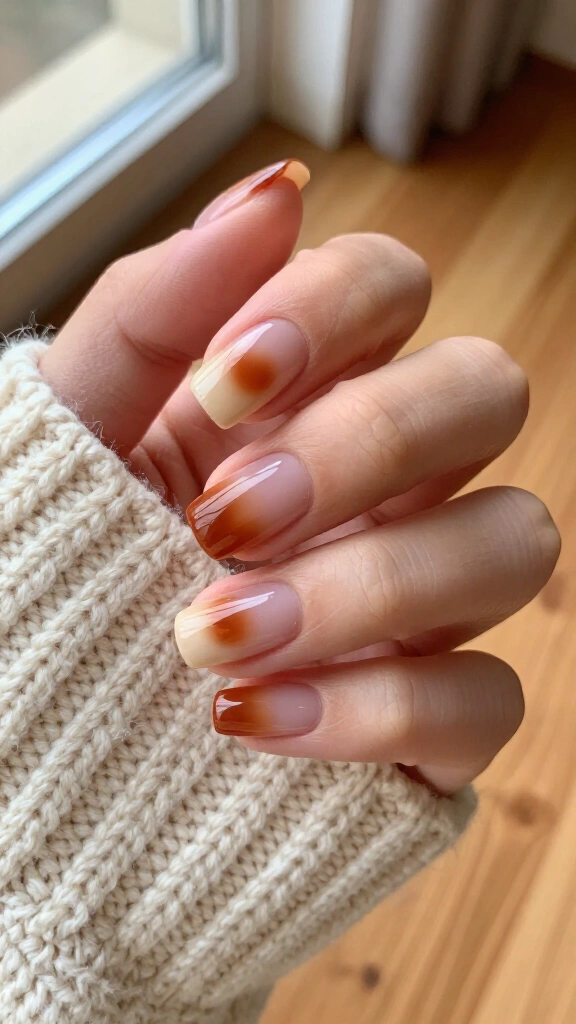Burnt sienna aura nails