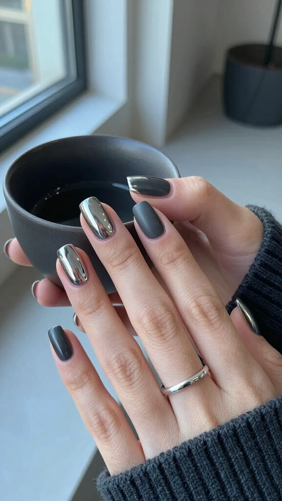 Charcoal grey metallic drips