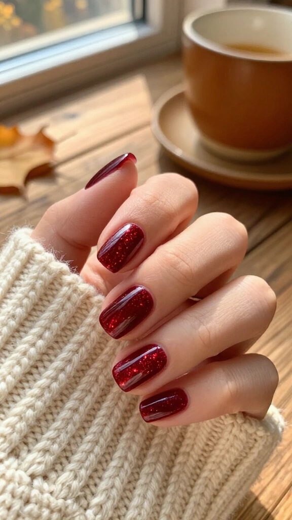 Cranberry gloss with micro-shimmer