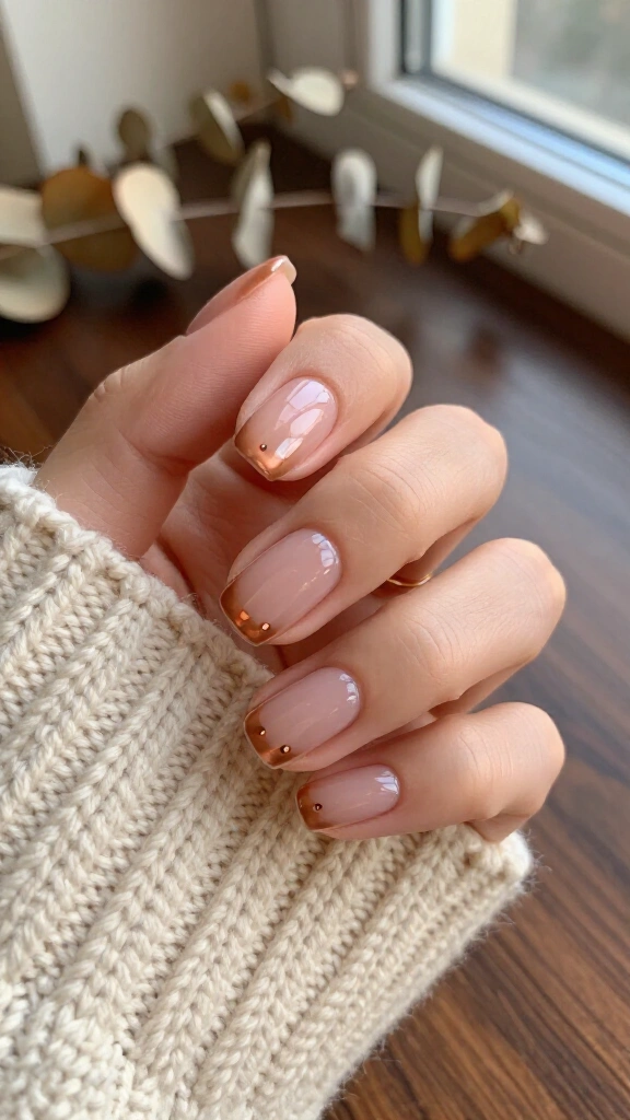Sheer nude with copper dots