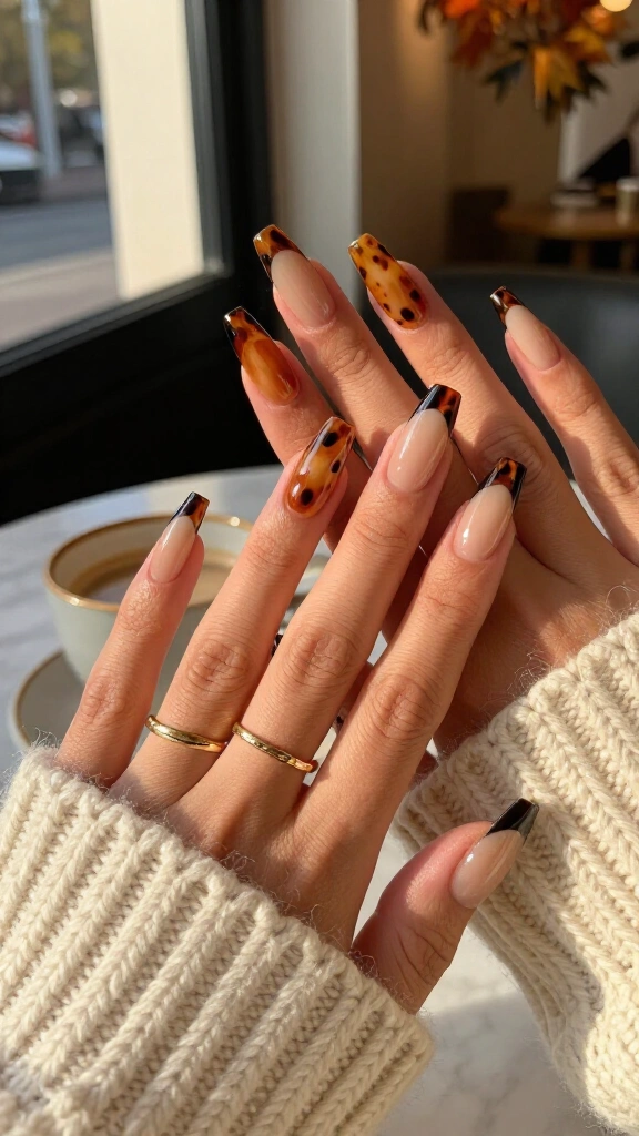 Smoked Tortoiseshell Tips with Nude Base