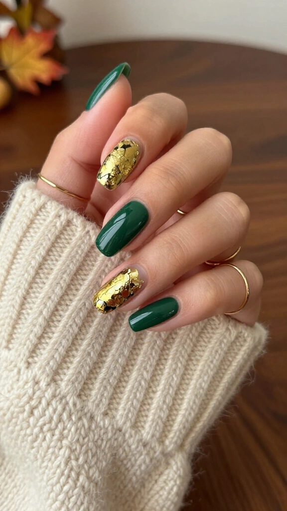 Gilded Foil Half-Moons on Forest Green