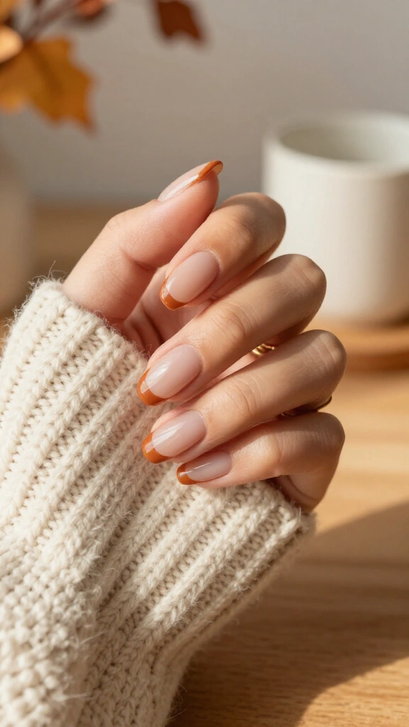 Minimalist Burnt Orange French Tips