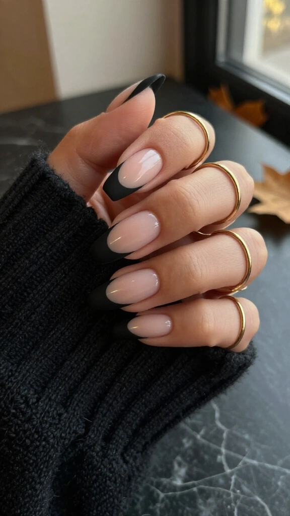 Matte Black French with Bare Lunula