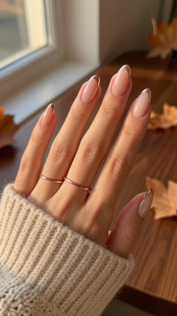 Rose Gold Micro-French with Bare Roots