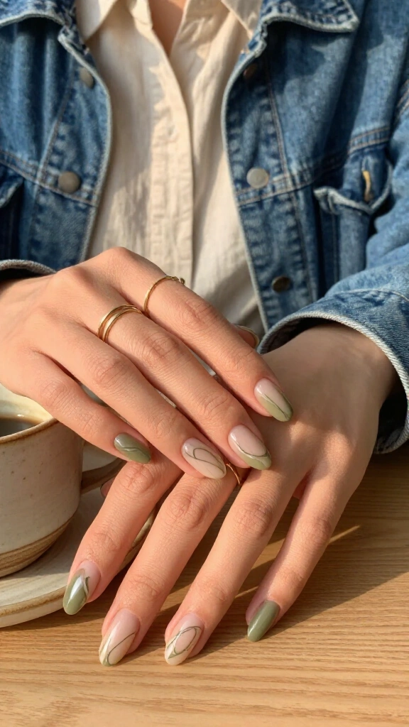 Muted Olive Swirls