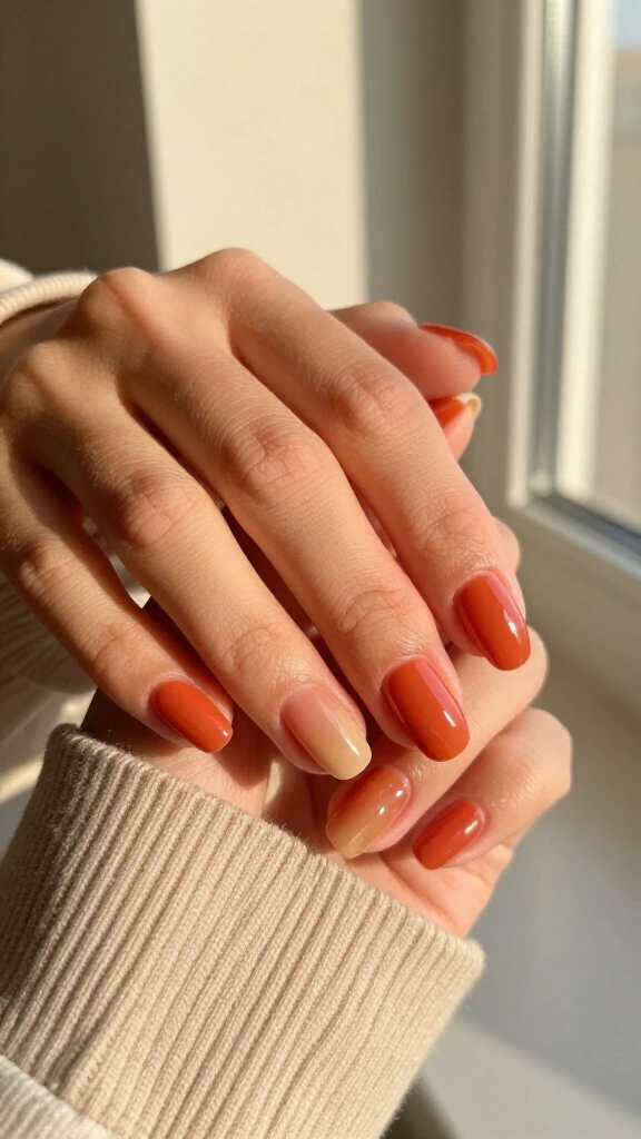 Burnt Coral Jelly Nails