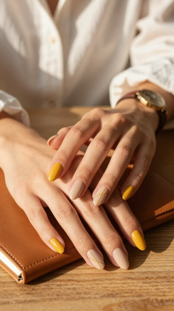 Creamy Mustard Minimalist Lines