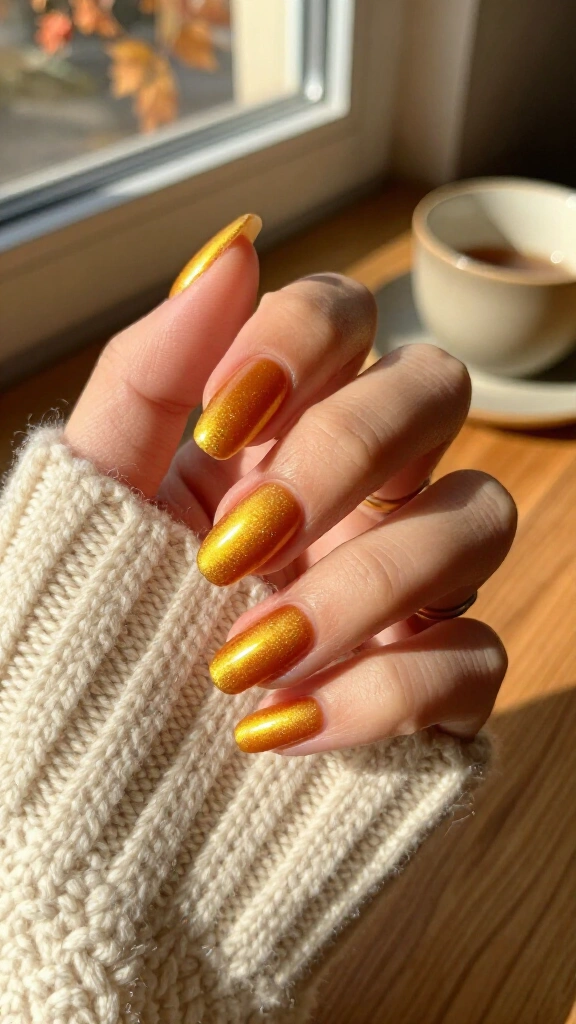 Marigold Velvet Nails