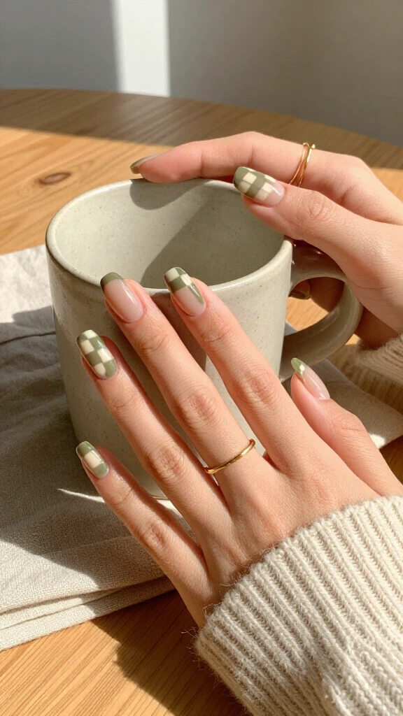 Olive Checkerboard Accents