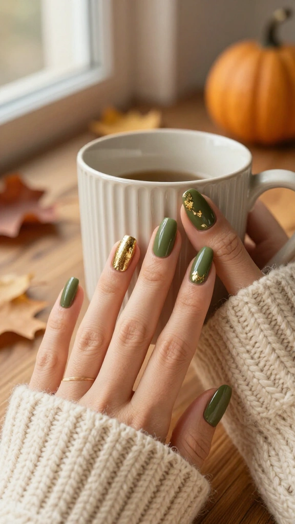 Olive Green with Gold Foil Accents