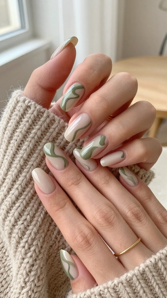 Muted Khaki Swirls