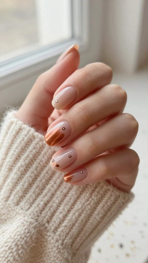 Copper Metallic Minimalist Dots