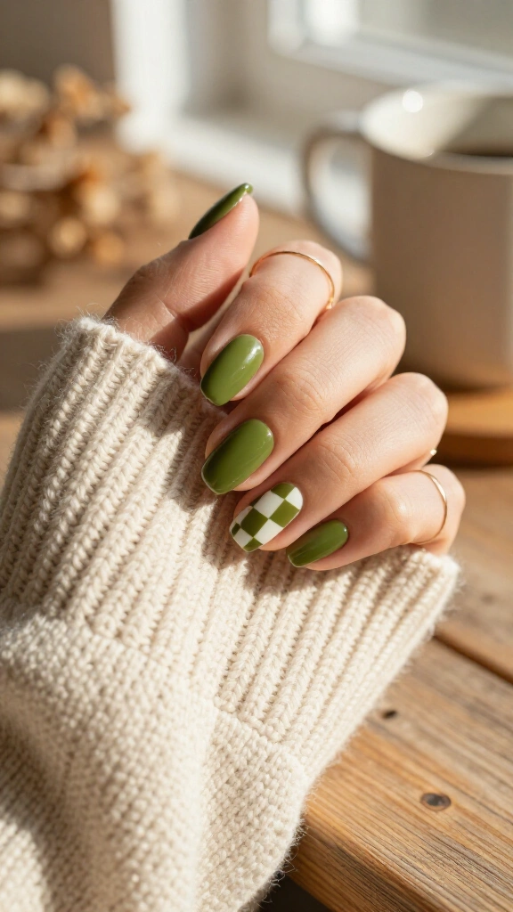 Olive Checkerboard Accents