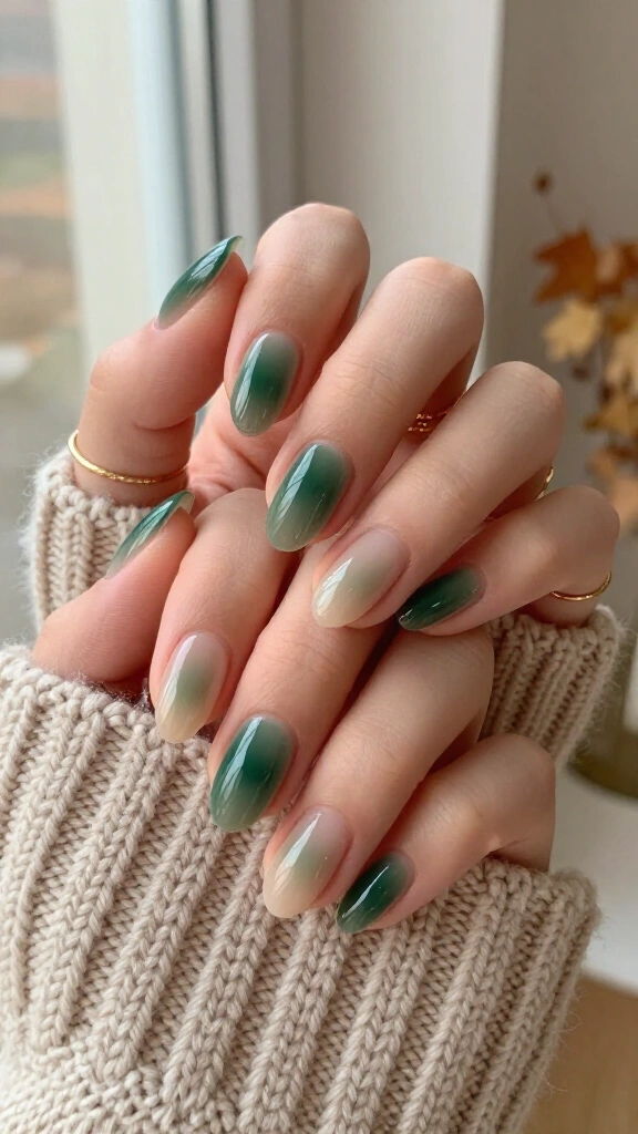 Forest Green Aura Nails