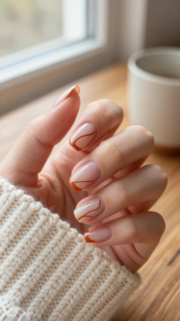 Muted terracotta minimalist swirls