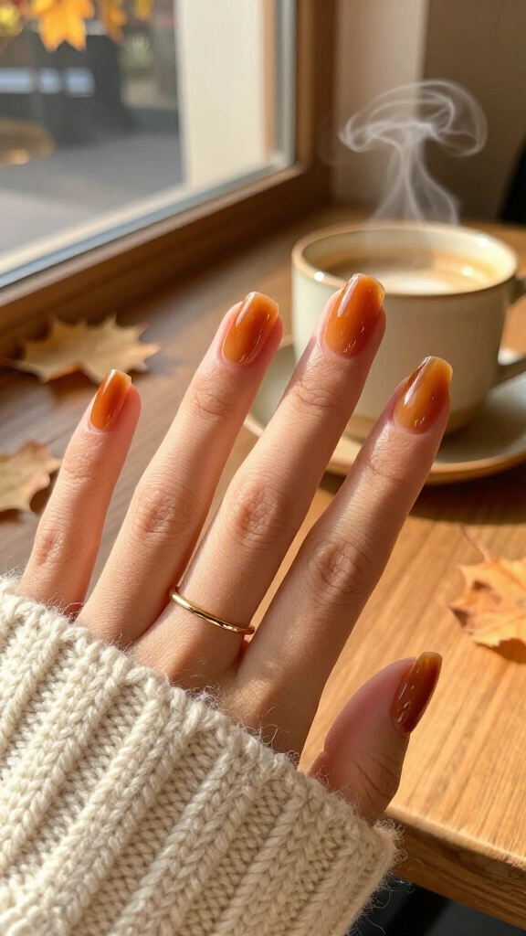 Burnt amber jelly nails