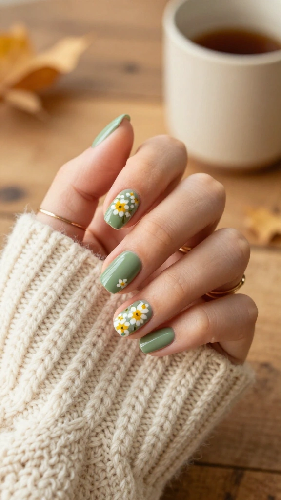 Sage green micro florals