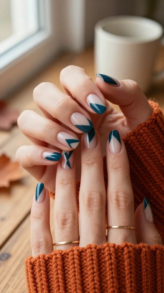 Dark teal geometric lines